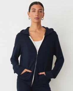 MONROW Supersoft Zip Up Hoody BLUEBLACK Clearance